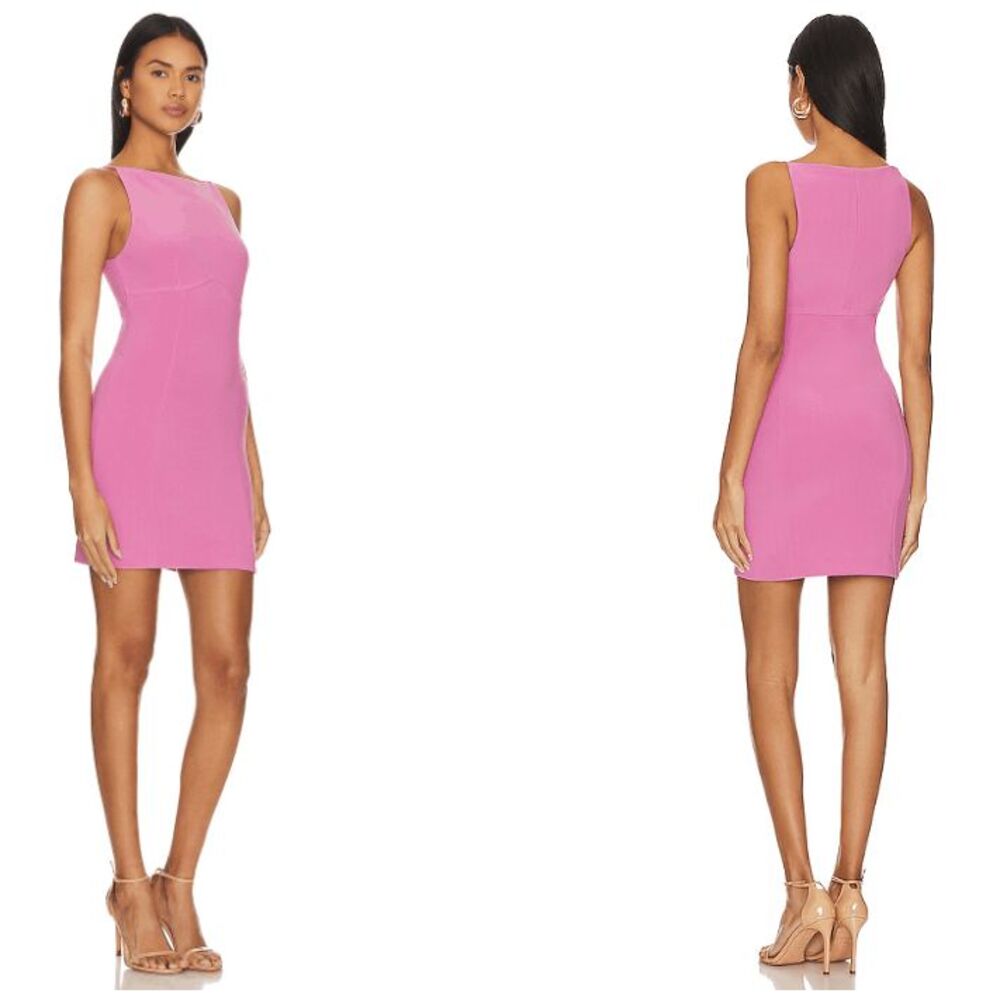 Bec + Bridge Marisol Boatneck Mini Dress Crepe Jersey Sleeveless Pink Size 2